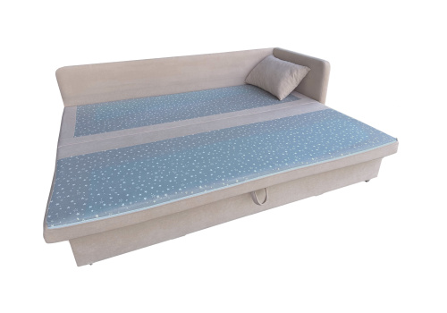 Диван-кровать Вика-3 правая Бежевый велюр. фото 4