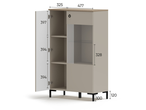 Шкаф витрина с подсветкой REG1D1W/140 Domenica фото 4