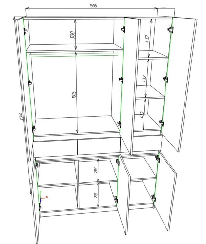 Шкаф 3 LOCARNO фото 2