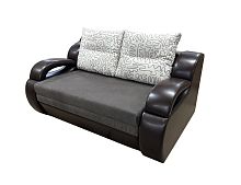 Диван-кровать "Каспер" Коричневый велюр /кож.зам т.коричн /принт инкас