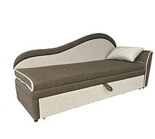 Диван-кровать "Вика" Рогожка (коричневая/светло бежевая) правая