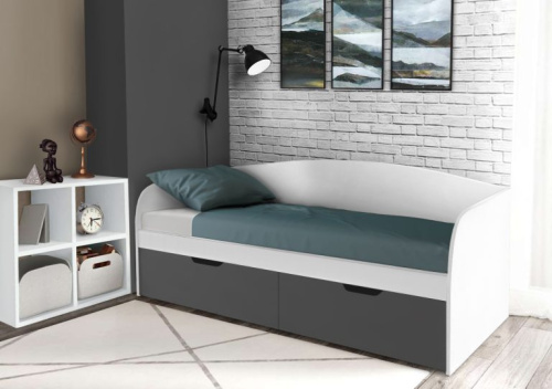 Кровать-тахта СН-120.01 (белый/графит серый) фото 3