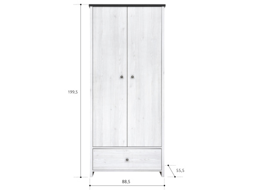 Шкаф платяной SZF2D1S Порто фото 2
