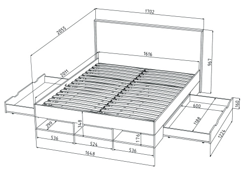 Кровать двойная SC-K160 фото 3