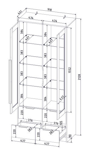 Шкаф с витриной КТ-ШВ2 фото 2